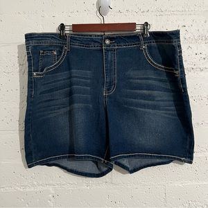 Faded Glory Womens Jeans Shorts 26W Blue Denim Embellished Pocket Stretch AB17